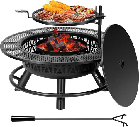 fire pit with cooking grate and cover